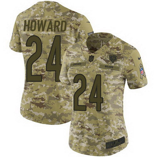 Custom Bears #24 Jordan Howard Camo Women’s Stitched NFL Limited 2018 Salute to Service Jersey