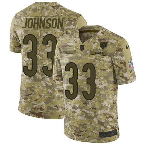 Custom Bears #33 Jaylon Johnson Camo Men’s Stitched NFL Limited 2018 Salute To Service Jersey