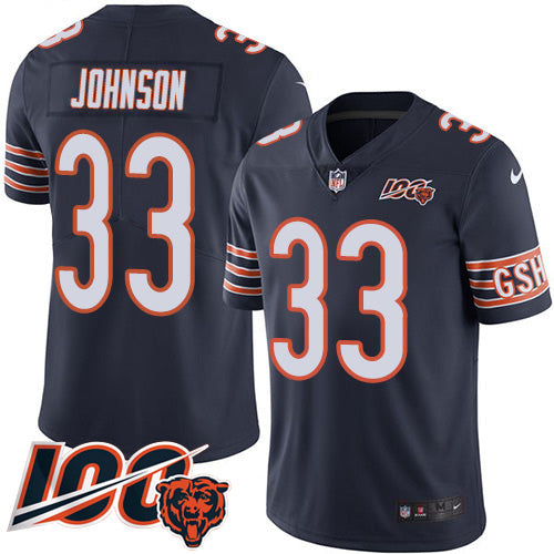 Custom Bears #33 Jaylon Johnson Navy Blue Team Color Men’s Stitched NFL 100th Season Vapor Untouchable Limited Jersey