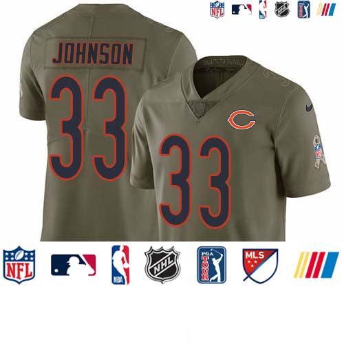 Custom Bears #33 Jaylon Johnson Olive Men’s Stitched NFL Limited 2017 Salute To Service Jersey
