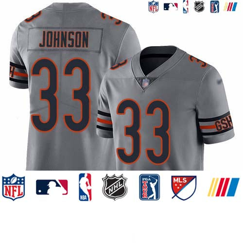 Custom Bears #33 Jaylon Johnson Silver Men’s Stitched NFL Limited Inverted Legend Jersey