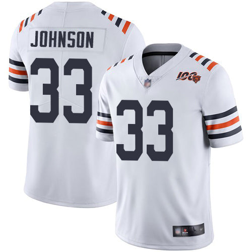 Custom Bears #33 Jaylon Johnson White Alternate Men’s Stitched NFL Vapor Untouchable Limited 100th Season Jersey