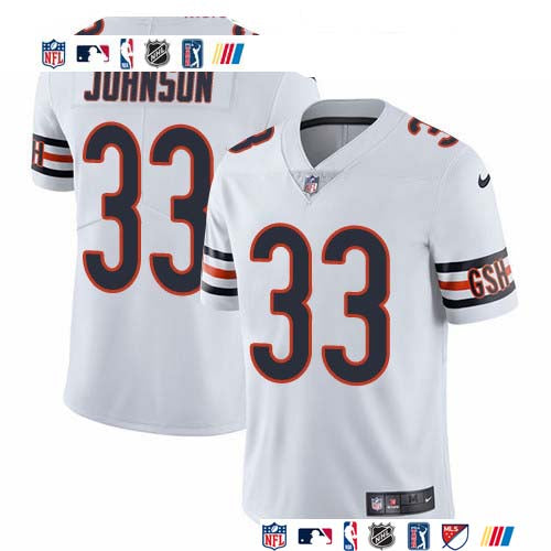 Custom Bears #33 Jaylon Johnson White Men’s Stitched NFL Vapor Untouchable Limited Jersey