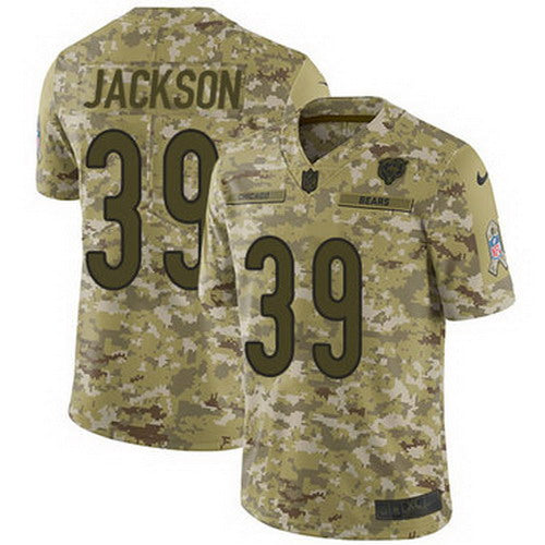 Custom Men Bears #39 Eddie Jackson Camo Stitched NFL Limited 2018 Salute to Service Jersey