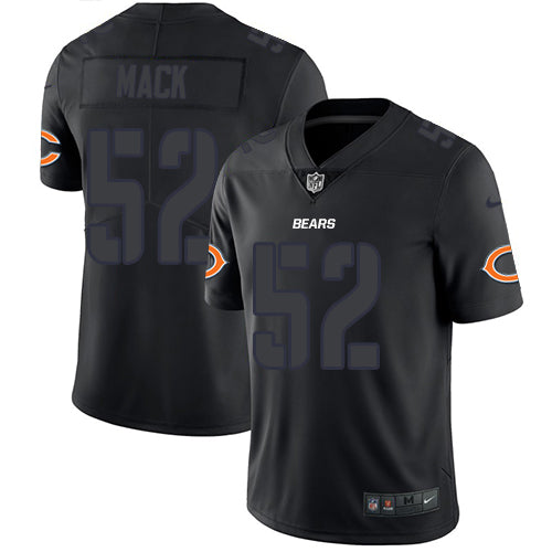 Custom Bears #52 Khalil Mack Black Men’s Stitched NFL Limited Rush Impact Jersey