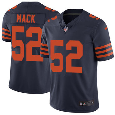 Custom Bears #52 Khalil Mack Navy Blue Alternate Men’s Stitched NFL Vapor Untouchable Limited Jersey