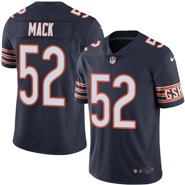 Custom Bears #52 Khalil Mack Navy Blue Team Color Men’s Stitched NFL Vapor Untouchable Limited Jersey