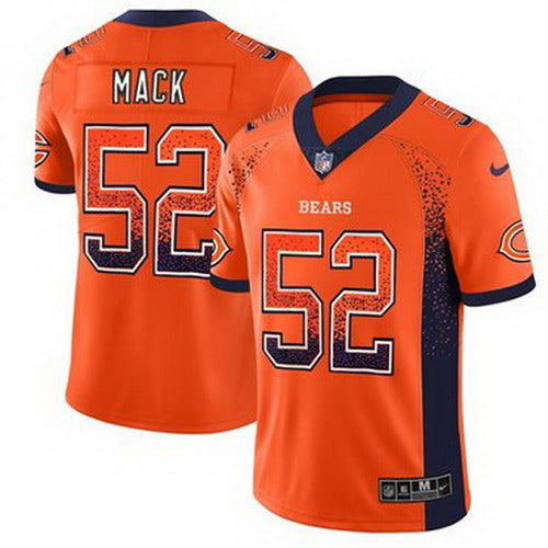 Custom Bears #52 Khalil Mack Orange Alternate Men’s Stitched NFL Limited Rush Drift Fashion Jersey