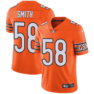 Custom Bears #58 Roquan Smith Orange Youth Stitched NFL Limited Rush Jersey