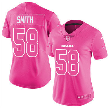 Custom Bears #58 Roquan Smith Pink Women’s Stitched NFL Limited Rush Fashion Jersey