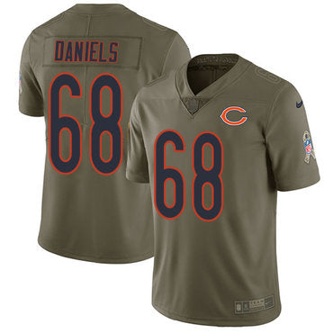 Custom Bears #68 James Daniels Olive Men’s Stitched NFL Limited 2017 Salute To Service Jersey