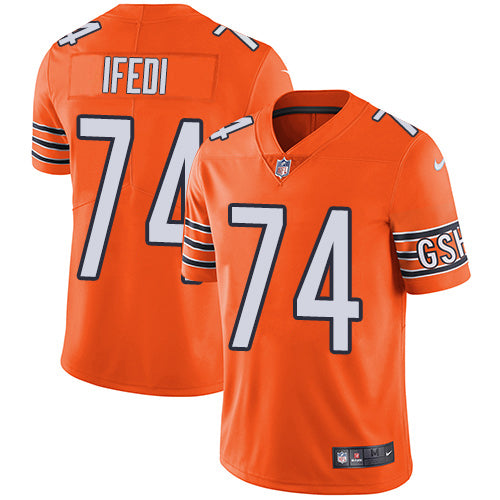 Custom Bears #74 Germain Ifedi Orange Men’s Stitched NFL Limited Rush Jersey