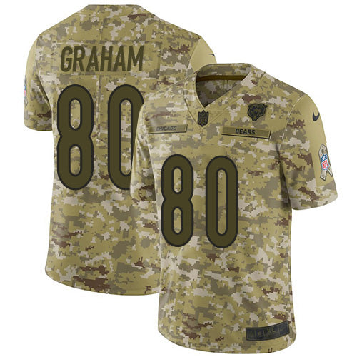 Custom Bears #80 Jimmy Graham Camo Men’s Stitched NFL Limited 2018 Salute To Service Jersey