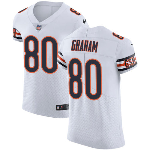 Custom Bears #80 Jimmy Graham White Men’s Stitched NFL New Elite Jersey