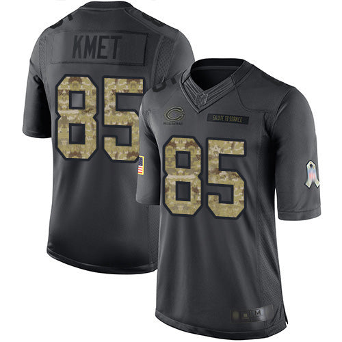 Custom Bears #85 Cole Kmet Black Men’s Stitched NFL Limited 2016 Salute to Service Jersey