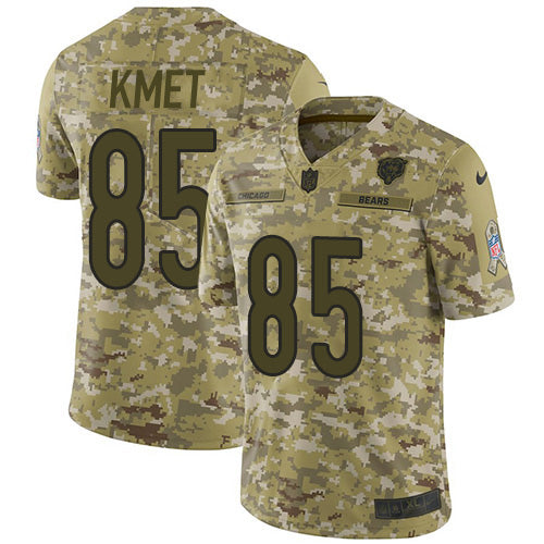 Custom Bears #85 Cole Kmet Camo Men’s Stitched NFL Limited 2018 Salute To Service Jersey