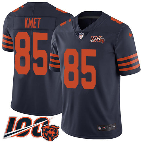 Custom Bears #85 Cole Kmet Navy Blue Alternate Men’s Stitched NFL 100th Season Vapor Untouchable Limited Jersey