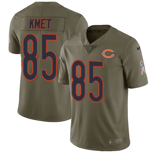 Custom Bears #85 Cole Kmet Olive Men’s Stitched NFL Limited 2017 Salute To Service Jersey
