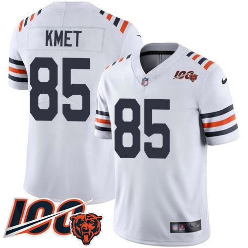 Custom Bears #85 Cole Kmet White Alternate Men’s Stitched NFL Vapor Untouchable Limited 100th Season Jersey
