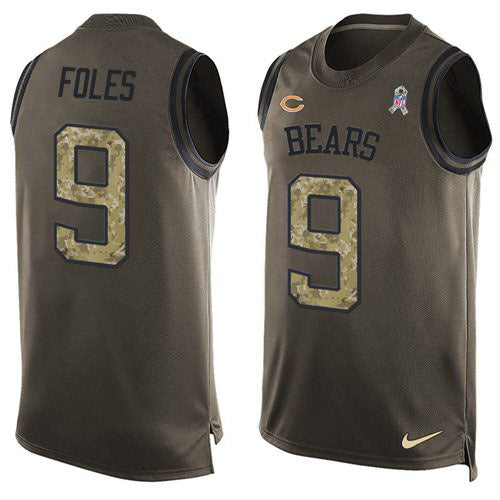 Custom Bears #9 Nick Foles Green Men’s Stitched NFL Limited Salute To Service Tank Top Jersey