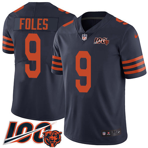 Custom Bears #9 Nick Foles Navy Blue Alternate Men’s Stitched NFL 100th Season Vapor Untouchable Limited Jersey