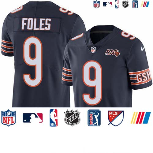 Custom Bears #9 Nick Foles Navy Blue Team Color Men’s Stitched NFL 100th Season Vapor Untouchable Limited Jersey