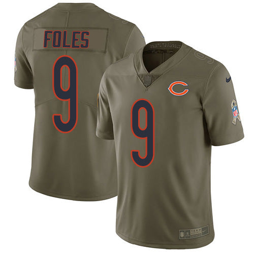 Custom Bears #9 Nick Foles Olive Men’s Stitched NFL Limited 2017 Salute To Service Jersey