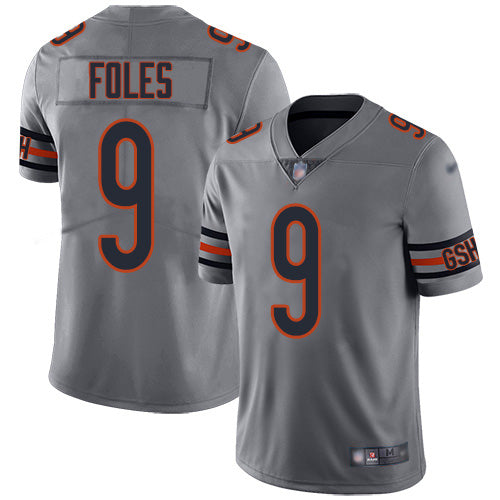 Custom Bears #9 Nick Foles Silver Men’s Stitched NFL Limited Inverted Legend Jersey