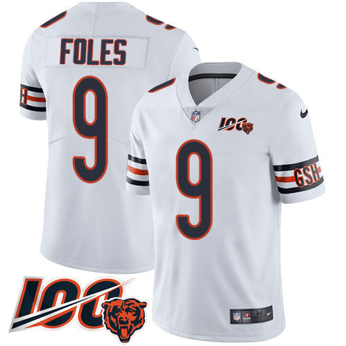 Custom Bears #9 Nick Foles White Men’s Stitched NFL 100th Season Vapor Untouchable Limited Jersey