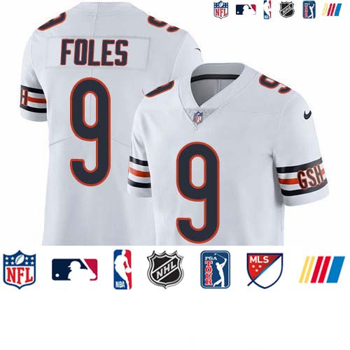 Custom Bears #9 Nick Foles White Men’s Stitched NFL Vapor Untouchable Limited Jersey