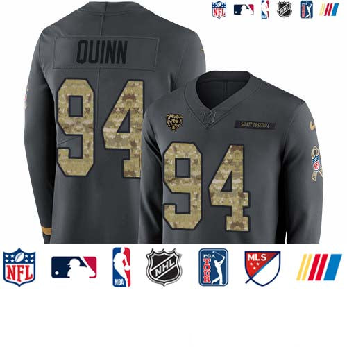 Custom Bears #94 Robert Quinn Anthracite Salute to Service Men’s Stitched NFL Limited Therma Long Sleeve Jersey