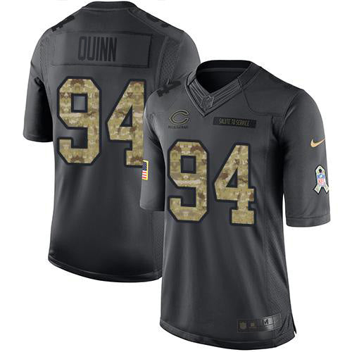 Custom Bears #94 Robert Quinn Black Men’s Stitched NFL Limited 2016 Salute to Service Jersey