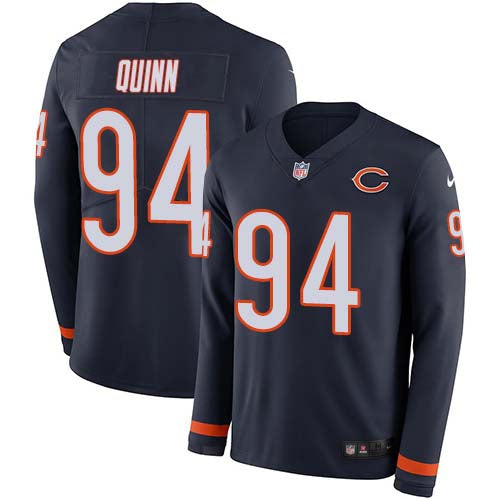 Custom Bears #94 Robert Quinn Navy Blue Team Color Men’s Stitched NFL Limited Therma Long Sleeve Jersey
