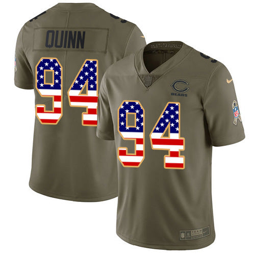 Custom Bears #94 Robert Quinn Olive USA Flag Men’s Stitched NFL Limited 2017 Salute To Service Jersey
