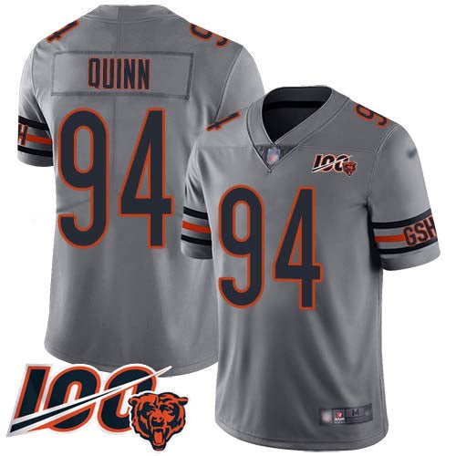 Custom Bears #94 Robert Quinn Silver Men’s Stitched NFL Limited Inverted Legend 100th Season Jersey
