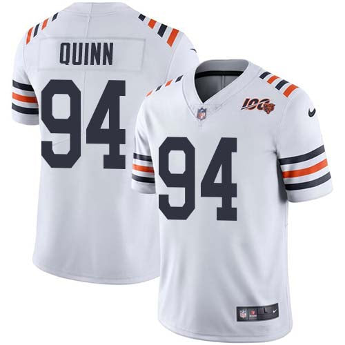 Custom Bears #94 Robert Quinn White Alternate Men’s Stitched NFL Vapor Untouchable Limited 100th Season Jersey