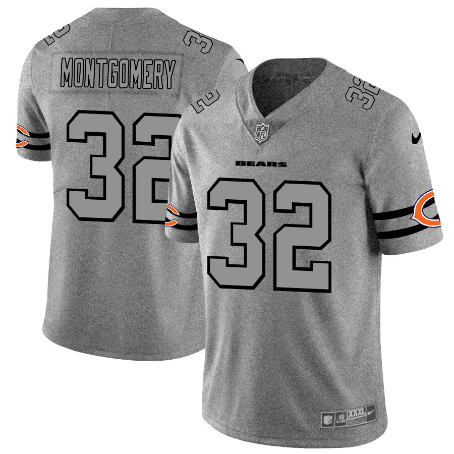 Custom Bears 32 David Montgomery 2019 Gray Gridiron Gray Vapor Untouchable Limited Jersey
