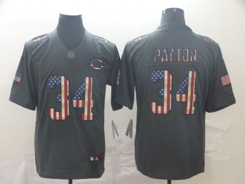 Custom Bears 34 Walter Payton 2019 Salute To Service USA Flag Fashion Limited Jersey