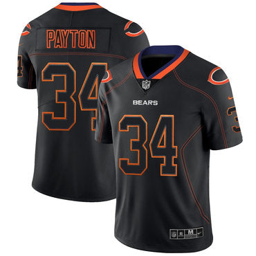 Custom Bears 34 Walter Payton Black Shadow Legend Limited Jersey