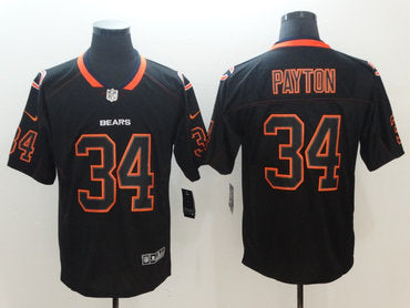 Custom Bears 34 Walter Payton Black Shadow Legend Limited Jersey