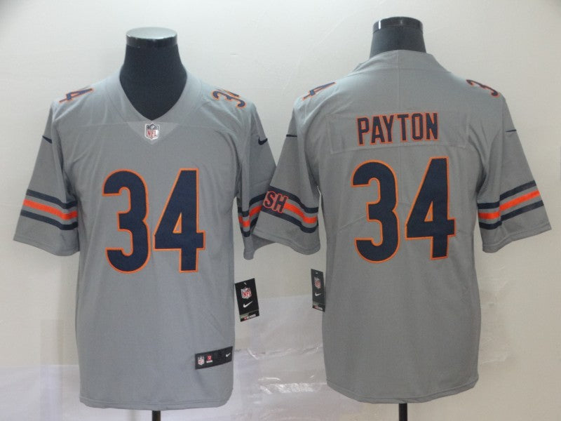 Custom Bears 34 Walter Payton Gray Inverted Legend Limited Jersey