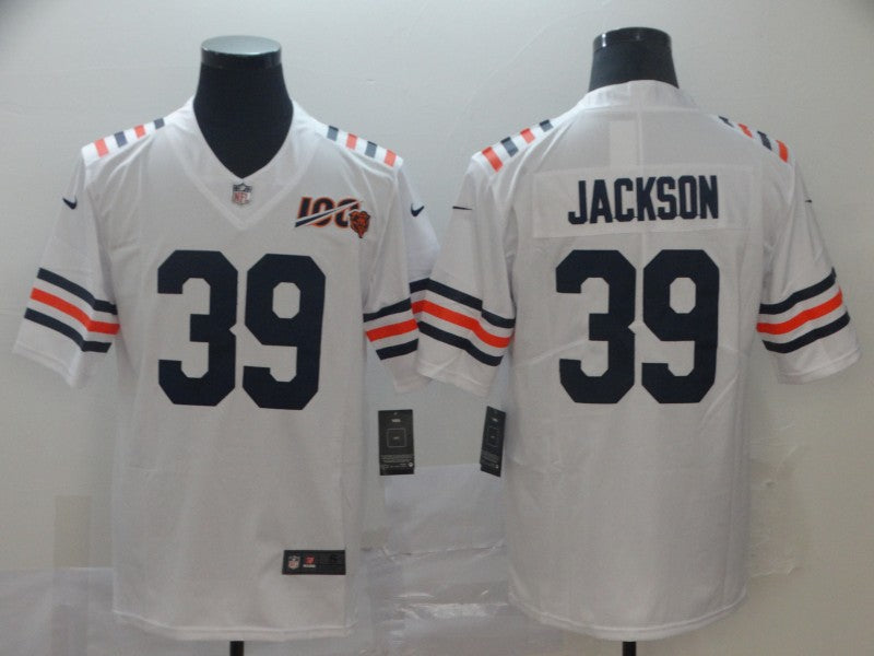 Custom Bears 39 Eddie Jackson White 2019 100th Season Alternate Classic Retired Vapor Untouchable Limited Jersey