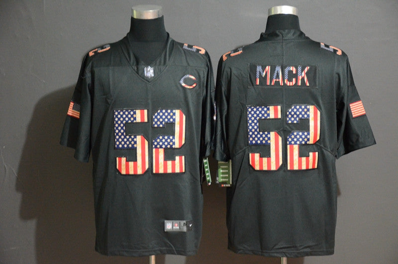 Custom Bears 52 Khalil Mack 2019 Black Salute To Service USA Flag Fashion Limited Jersey