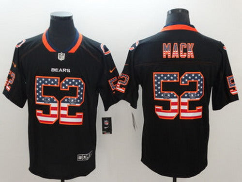 Custom Bears 52 Khalil Mack Black USA Flag Fashion Limited Jersey