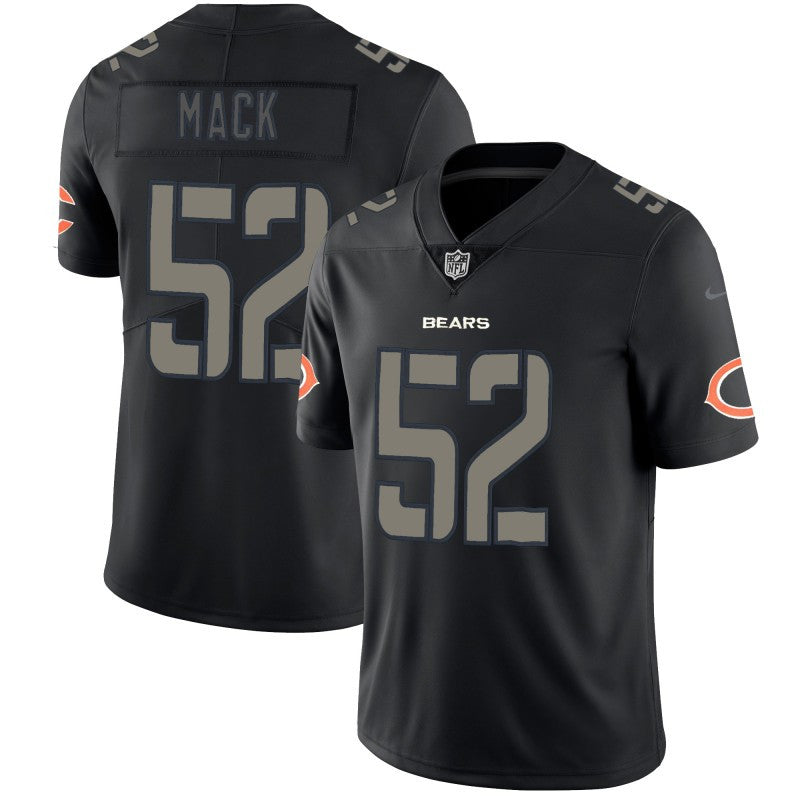 Custom Bears 52 Khalil Mack Black Vapor Impact Limited Jersey