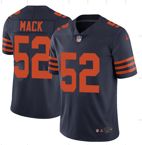 Custom Bears 52 Khalil Mack Navy Throwback Youth Vapor Untouchable Limited Jersey