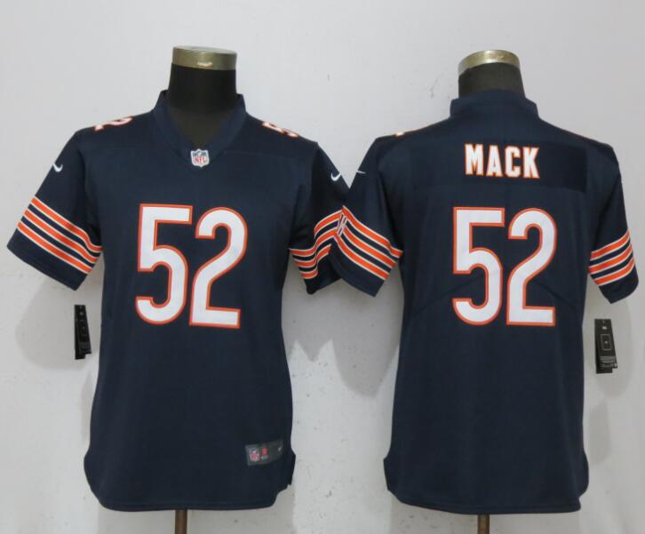 Custom Bears 52 Khalil Mack Navy Women Vapor Untouchable Limited Jersey