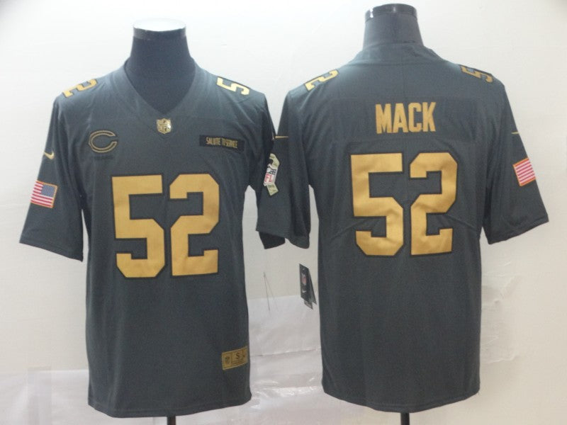 Custom Bears 52 Khalil Mack Olive Gold Salute To Service Limited Jersey