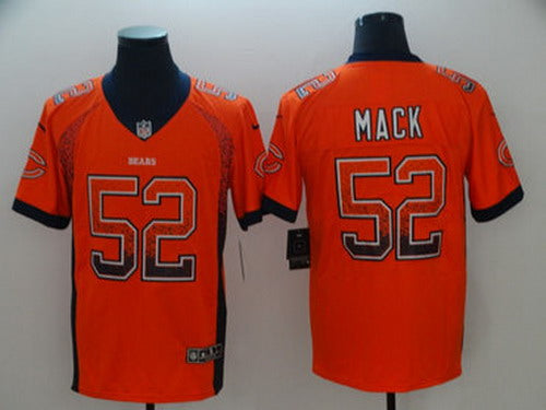 Custom Bears 52 Khalil Mack Orange Drift Fashion Limited Jersey