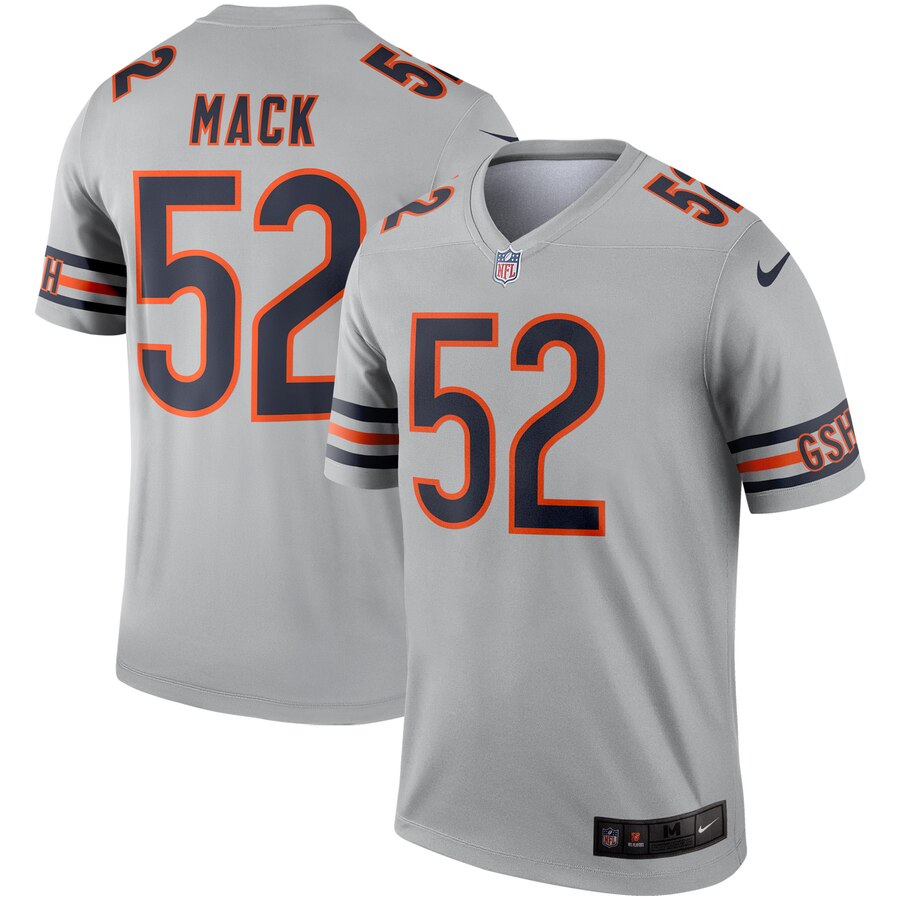 Custom Bears 52 Khalil Mack Silver Inverted Legend Jersey